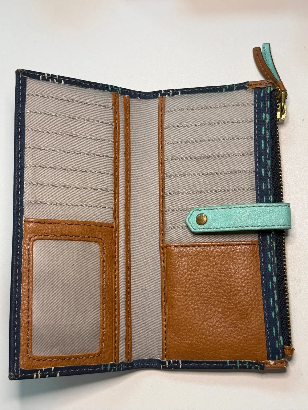 Navy & Brown Fossil Wallet - Picture 3 of 3